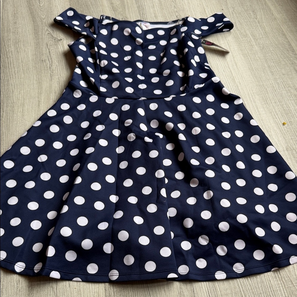 NOBO Navy and White Polka Dot Kids Dress.   CAJA. # 1. C